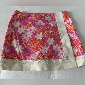 Lilly Pulitzer Pink and White Floral Skort size 2